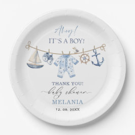 Waterverf Ahoy Het is een baby shower Papieren Bordje