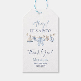 Waterverf Ahoy het is een Boy baby shower Cadeaulabel