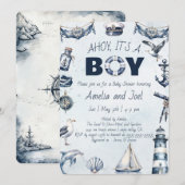 Waterverf Ahoy is een nautisch Baby shower voor jo Kaart (Voorkant / Achterkant)