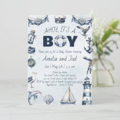 Waterverf Ahoy is een nautisch Baby shower voor jo Kaart (Staand voorkant)