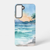 Waterverf AI Beach Afbeelding Samsung Galaxy Hoesje (Achterkant)