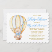 Waterverf Air Balloon Teddy Bear Blue Baby shower Kaart (Voorkant)