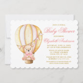 Waterverf Air Balloon Teddy Bear Pink Baby shower Kaart (Voorkant)