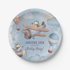 Waterverf Airplane Aviation Boy Baby shower Papieren Bordje