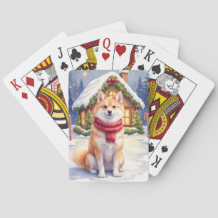 Waterverf Akita Gebruiksaanwijzing Kersthuis Kerst Pokerkaarten