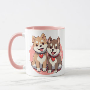 Waterverf Akita Puppies Mok