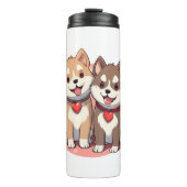 Waterverf Akita Puppies Thermosbeker (Voorkant)