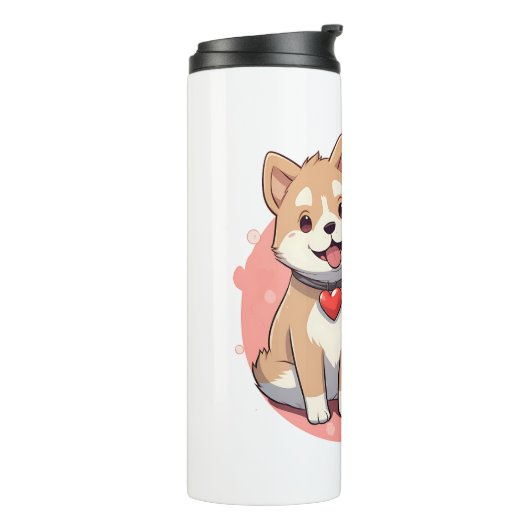 Waterverf Akita Puppies Thermosbeker (Gedraaid links)