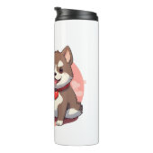 Waterverf Akita Puppies Thermosbeker (Geroteerd rechts)