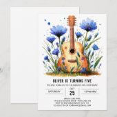 Waterverf akkoord gitaarjongen Verjaardag Kaart (Voorkant / Achterkant)