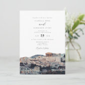 Waterverf Akropolis van Athene Huwelijksuitnodigin Kaart (Staand voorkant)