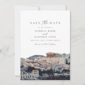 Waterverf Akropolis van Athens Save the Date Kaart (Voorkant)