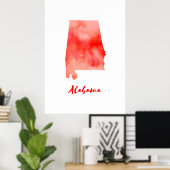 Waterverf Alabama Verenigde Staten Poster (Thuiskantoor)