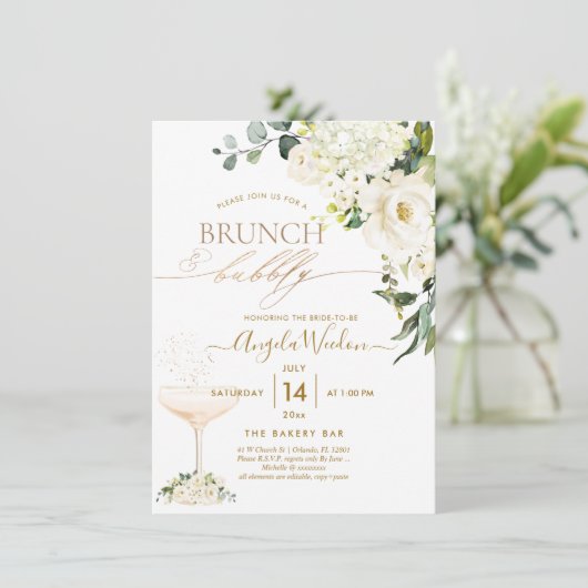 Waterverf Alabaster Rozen Brunch Bubble Kaart (Staand voorkant)