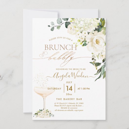 Waterverf Alabasterrozen Brunch Bruisend Kaart (Voorkant)