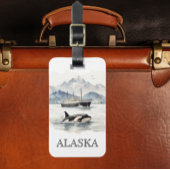 Waterverf Alaska Cruise Orca Bagagelabel