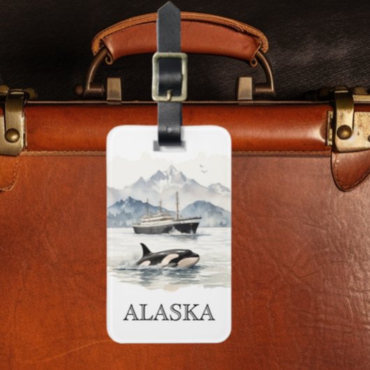 Waterverf Alaska Cruise Orca Bagagelabel