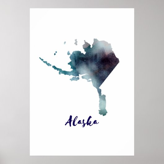 Waterverf Alaska Verenigde Staten Poster (Voorkant)