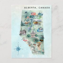 Waterverf Alberta Canada Illustrated Map Art Briefkaart