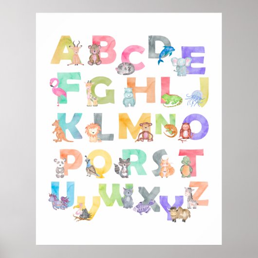 Waterverf Alfabet Animals Poster (Voorkant)