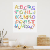 Waterverf Alfabet Animals Poster (Keuken)
