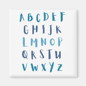 Waterverf alfabet blauw ABCs Kinder ijskast Magneet (Voorkant)