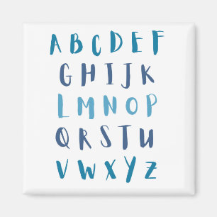 Waterverf alfabet blauw ABCs Kinder ijskast Magneet