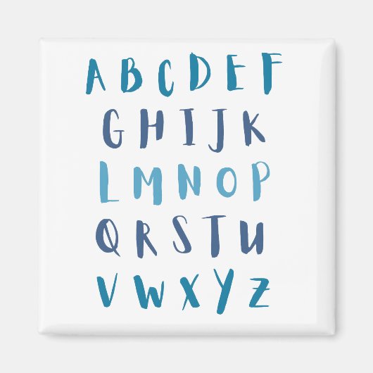 Waterverf alfabet blauw ABCs Kinder ijskast Magneet (Voorkant)