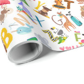 Waterverf Alfabet Cute Kinderen Cadeaupapier (Rol Hoek)