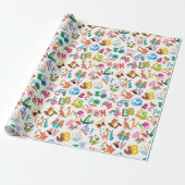 Waterverf Alfabet Cute Kinderen Cadeaupapier (Uitgerold)