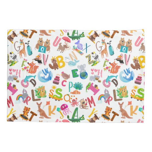 Waterverf Alfabet Cute Kinderen Kussensloop (Achterkant)