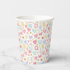 Waterverf Alfabet & Hartjes Confetti Papieren Bekers