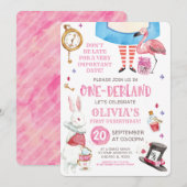 Waterverf Alice in Onederland Eerste verjaardag Kaart (Voorkant / Achterkant)