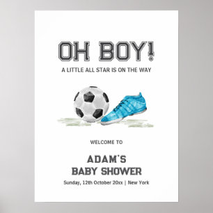 Waterverf All Star Voetbal Baby Shower Welkom Poster