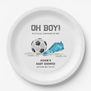 Waterverf All Star Voetbal Sport Jongen Baby Showe Papieren Bordje