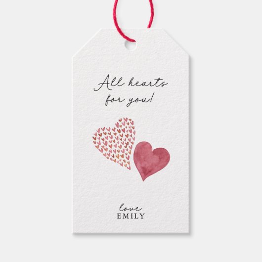 Waterverf alle harten Valentijn's Day Gift Labels Cadeaulabel (Voorkant)