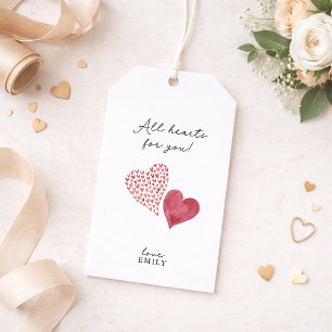Waterverf alle harten Valentijn's Day Gift Labels Cadeaulabel