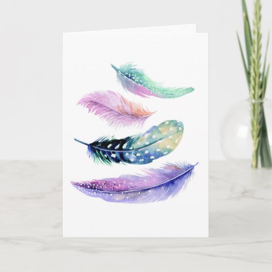 Waterverf Alleen Maar Boho Veren Kaart (Voorkant)