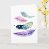 Waterverf Alleen Maar Boho Veren Kaart (Gele Bloem)