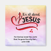 Waterverf ALLEMAAL OVER JESUS Christelijk Pasen Magneet (Voorkant)