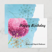 Waterverf Allium floral, Blue, Paars, Gold Briefkaart (Voorkant / Achterkant)