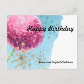 Waterverf Allium floral, Blue, Paars, Gold Briefkaart (Voorkant)