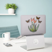 Waterverf Aloe Vera Succulent FLowers Butterflies Sticker (Laptop op bureau)