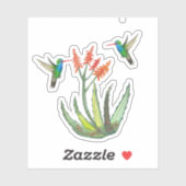 Waterverf Aloe Vera Succulent Hummingbird Blooms Sticker (Vel)