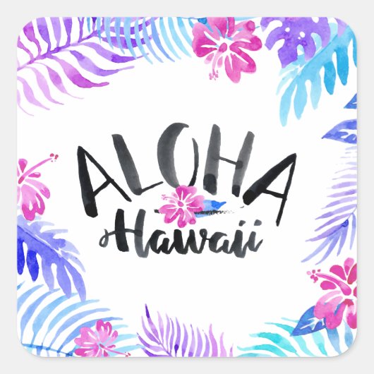 Waterverf Aloha Hawaii Tropical | STICKER (Voorkant)