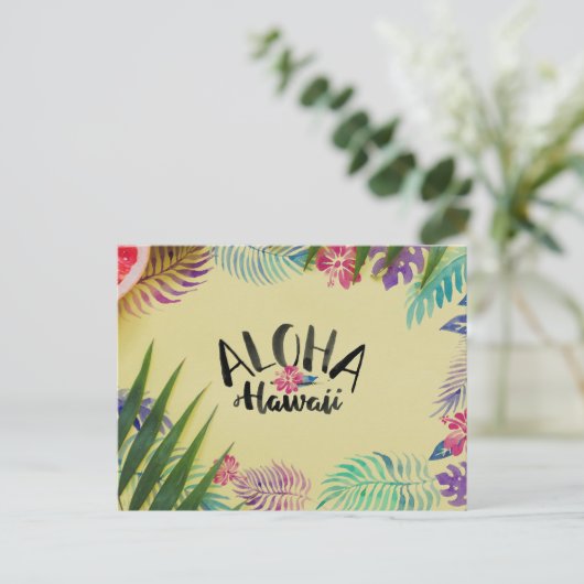 Waterverf Aloha Hawaii Tropisch Briefkaart (Staand voorkant)