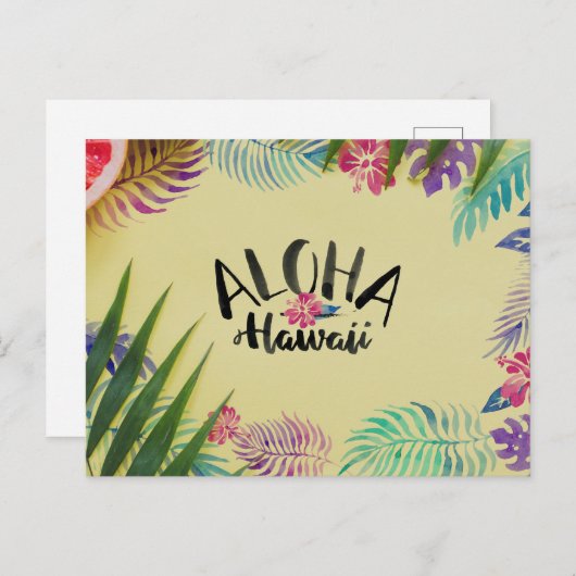 Waterverf Aloha Hawaii Tropisch Briefkaart (Voorkant / Achterkant)