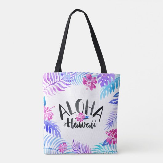 Waterverf Aloha Hawaii Tropisch | Canvas tas (Achterkant)