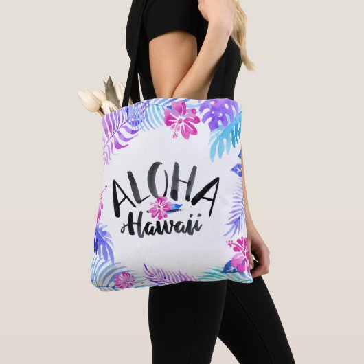 Waterverf Aloha Hawaii Tropisch | Canvas tas (Dichtbij)