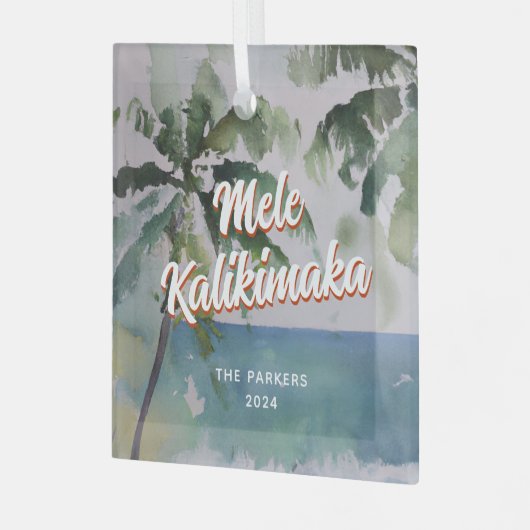 Waterverf Aloha Hawaiian Glas Ornament (Voorkant links)